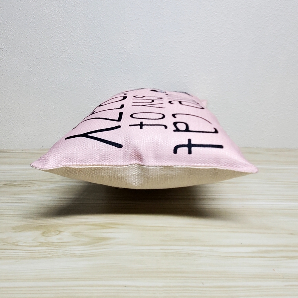 Cat Throw Pillow In Pink Canvas Fabric wQuote "One Cat Shy of Crazy." - Picture 7 of 7